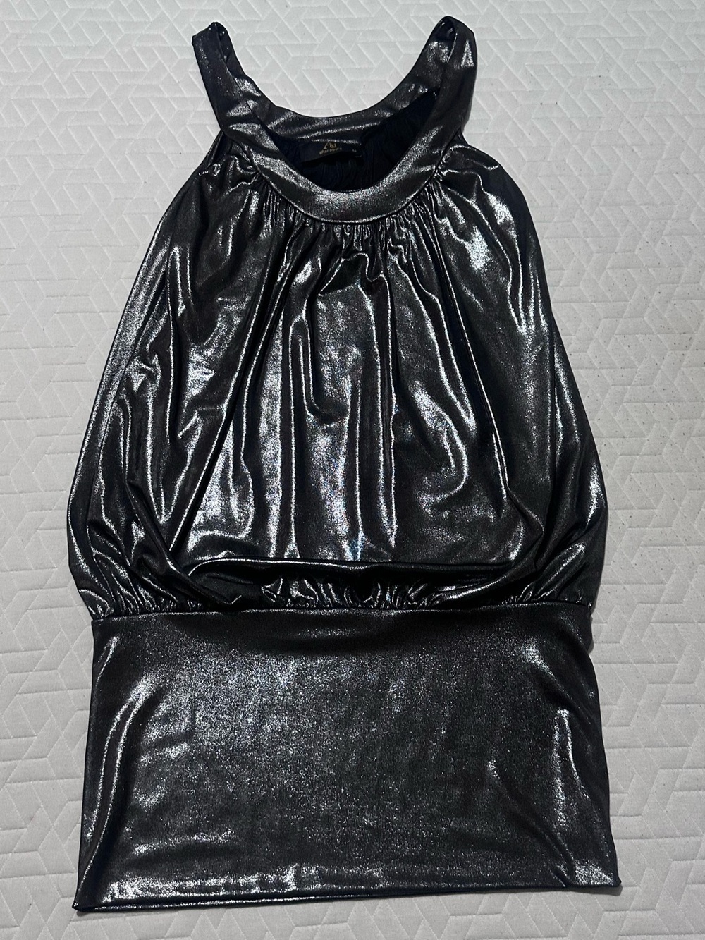 AH After Hours  Shimmery Black Mini Dress with Gathered Bodice